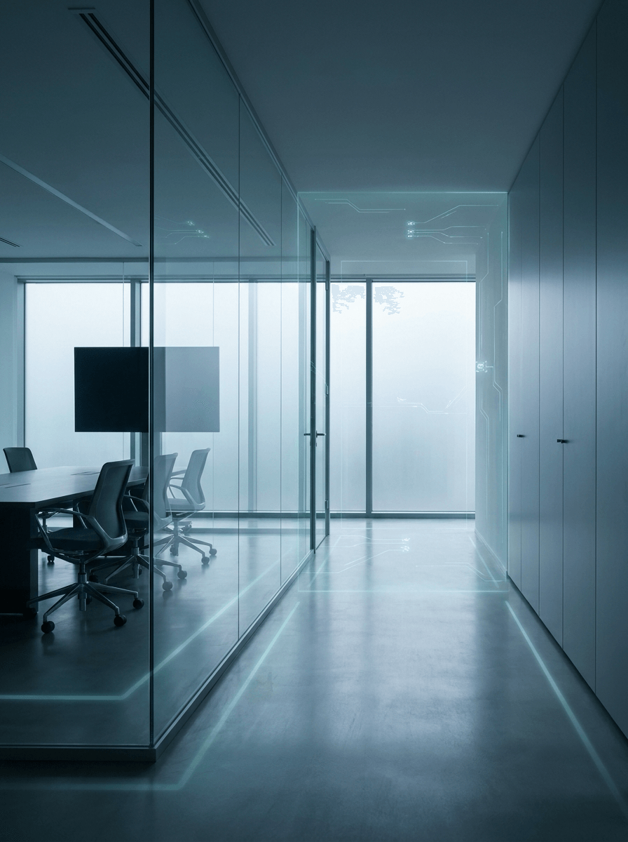 Secure operations office with subtle AI readiness and governance guardrails
