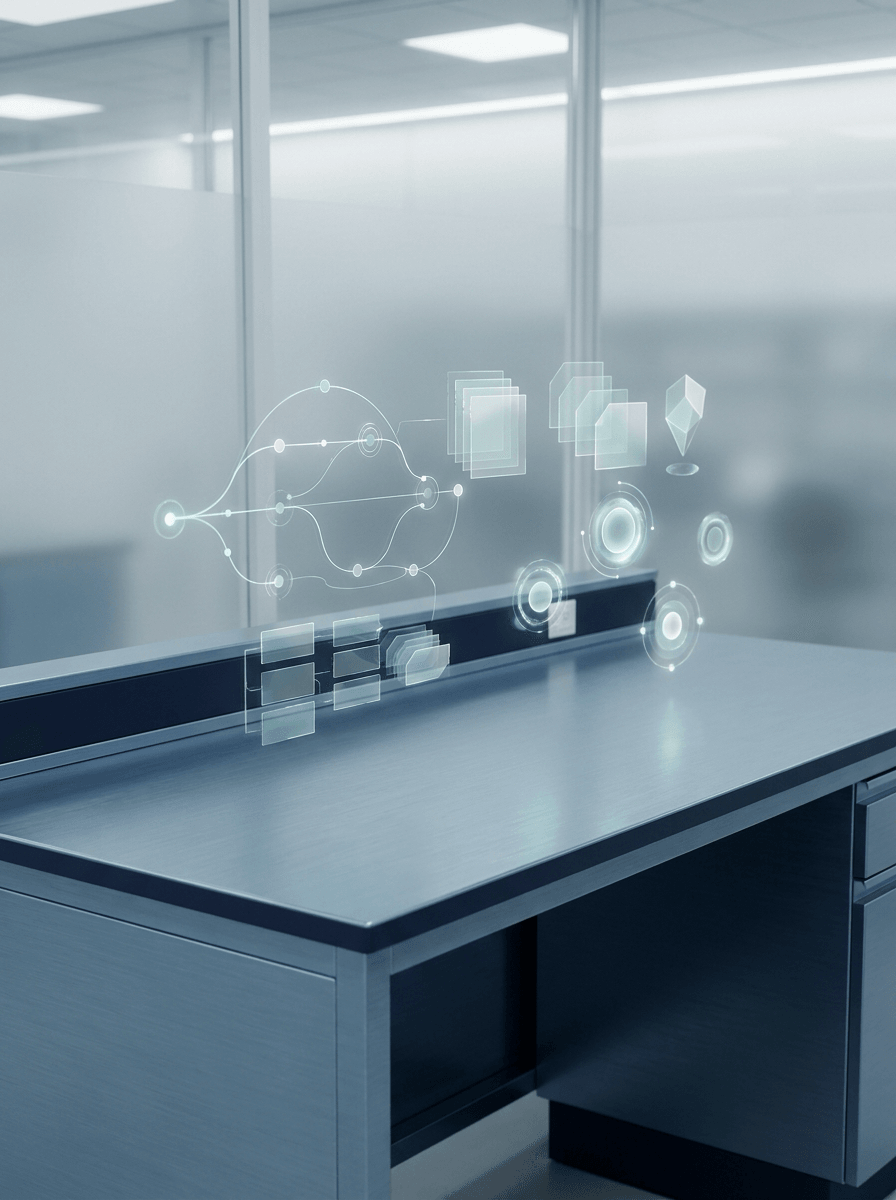 AI lab workbench with subtle workflow discovery and opportunity mapping